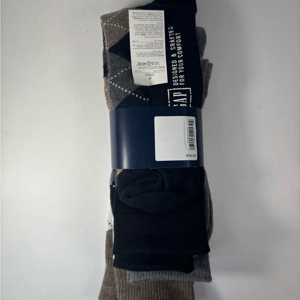 GAP Men's Crew‎ Socks - Brown, Black, and White